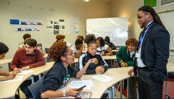 Maynard Jackson AP African American studies teacher Rashad Brown teaches his class. Maynard Jackson was one of the first Atlanta Public Schools to offer the course.