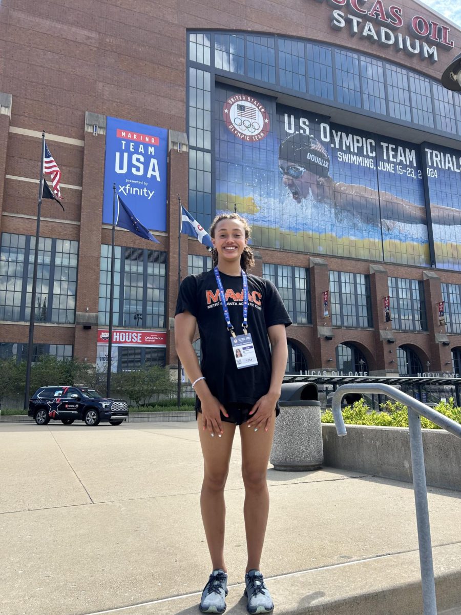 Sophomore Sarah Paisley Owen outside the swimming pool for the Olympic Trials.