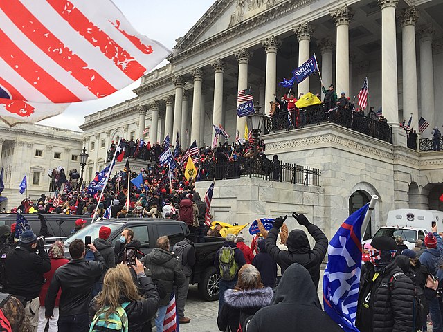 
Crowds of Trump supporters rioting at the U.S. Capitol on Jan. 6, 2021 to prevent Joe Biden from being certified as president. This violent insurrection represented an attack on American democracy, and must be avoided in the upcoming election to preserve a fair and peaceful transfer of power.