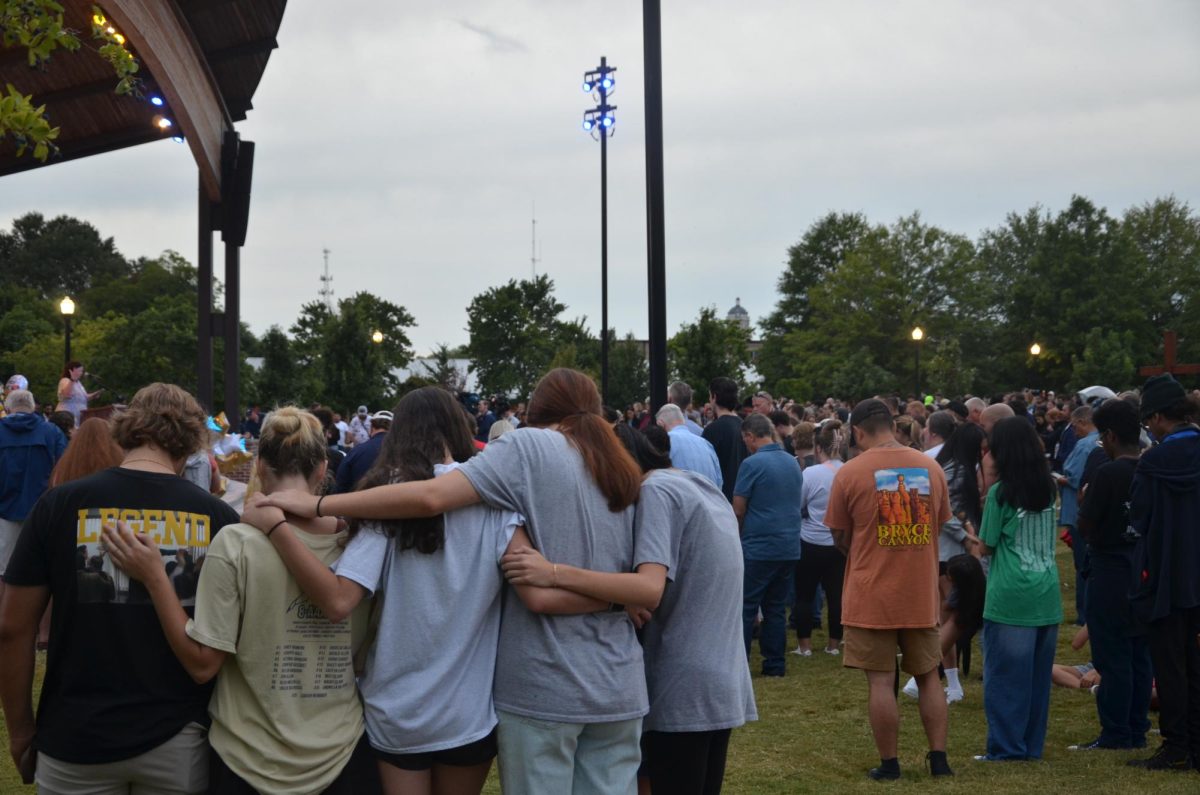 Students of Apalachee hug during a moment of silence at the Sept. 6 vigil. Barrow County prosecutors said Gray committed the deadliest U.S. school shooting since the March 2023 shooting at the Covenant School in Nashville, and the 45th school shooting this year. 