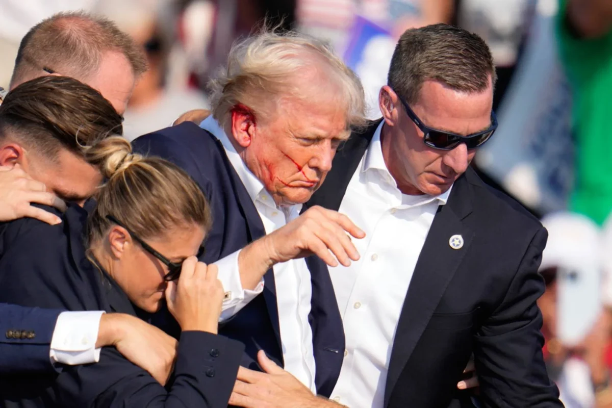 Former President Donald Trump was shot in the ear at a rally for his 2024 presidential campaign in Butler, Pennsylvania on July 13, 2024.