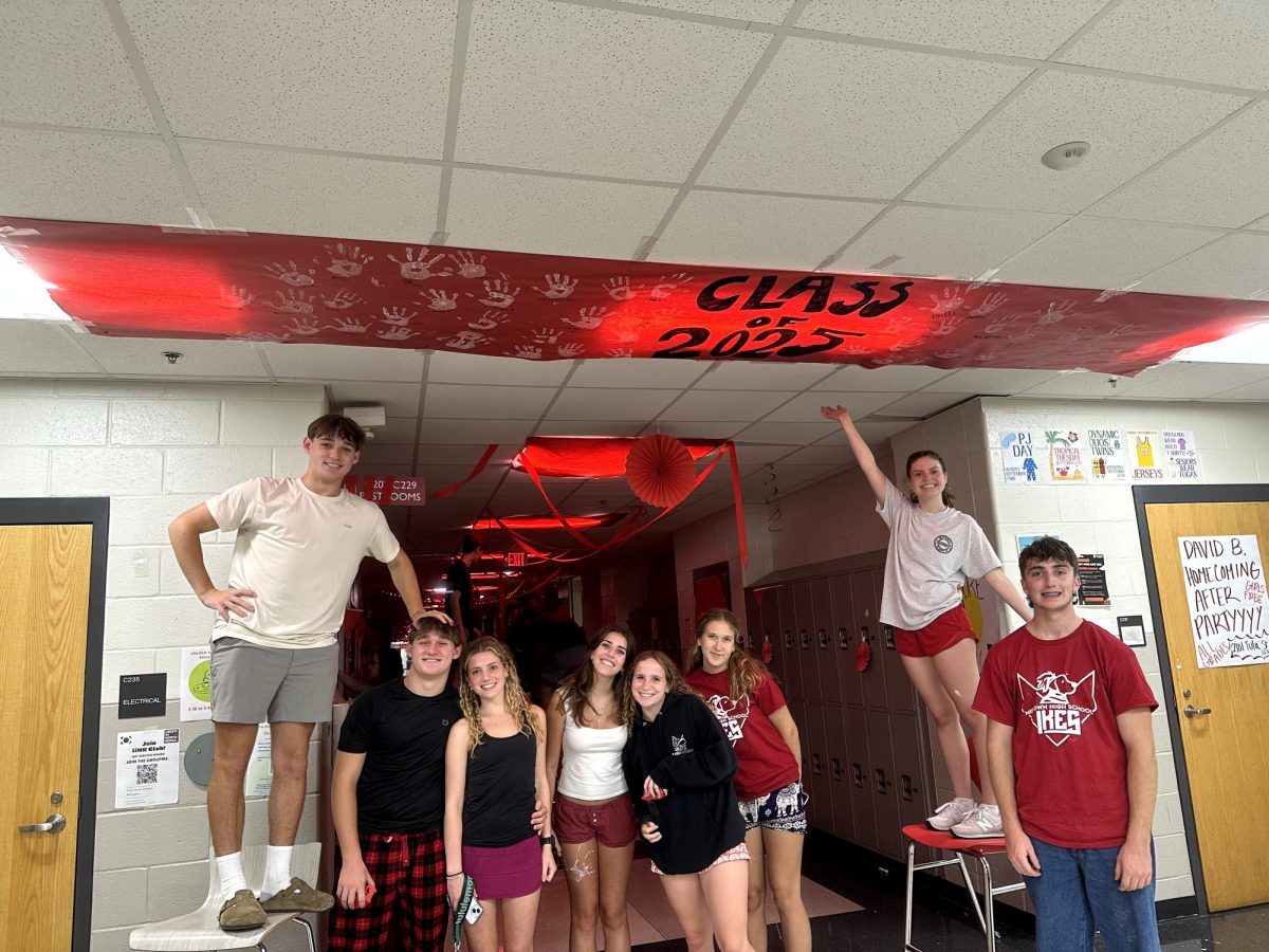 Seniors commemorate their hall with a hand-stamped poster full of senior names.