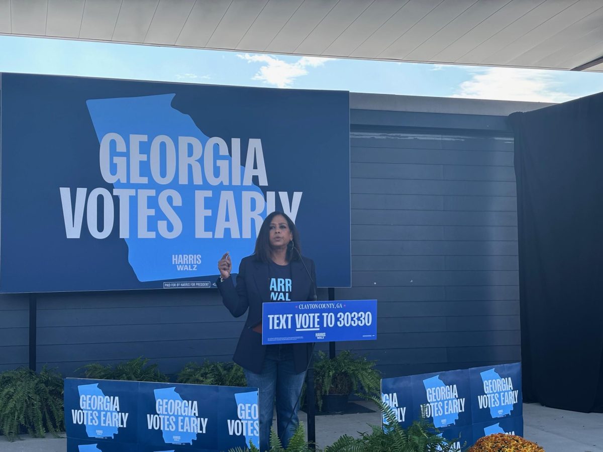 MAYA HARRIS: Kamala Harris's sister, Maya Harris, made a speech at the Get Out the Vote block party in Clayton County. 