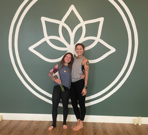 FIRST CLASS: Senior Arden Henley stands with yoga instructor Freya Hardy after teaching her first class. Henley took a rigorous 200-hour summer course through Highland Yoga to gain her instructor certification.                                                                                                                                                                                                                                                                                                                                                                                                                                                                                                                                                                                                                                                                                                                                                                                                                                                                                                                                                                                                                                                                                                                                                                                                                         