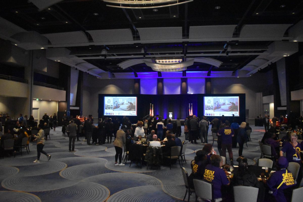 ROLLING IN: The Democratic watch party started at 6:30 p.m., but the room did not begin to fill until closer to the first polling locations closing at 7. 