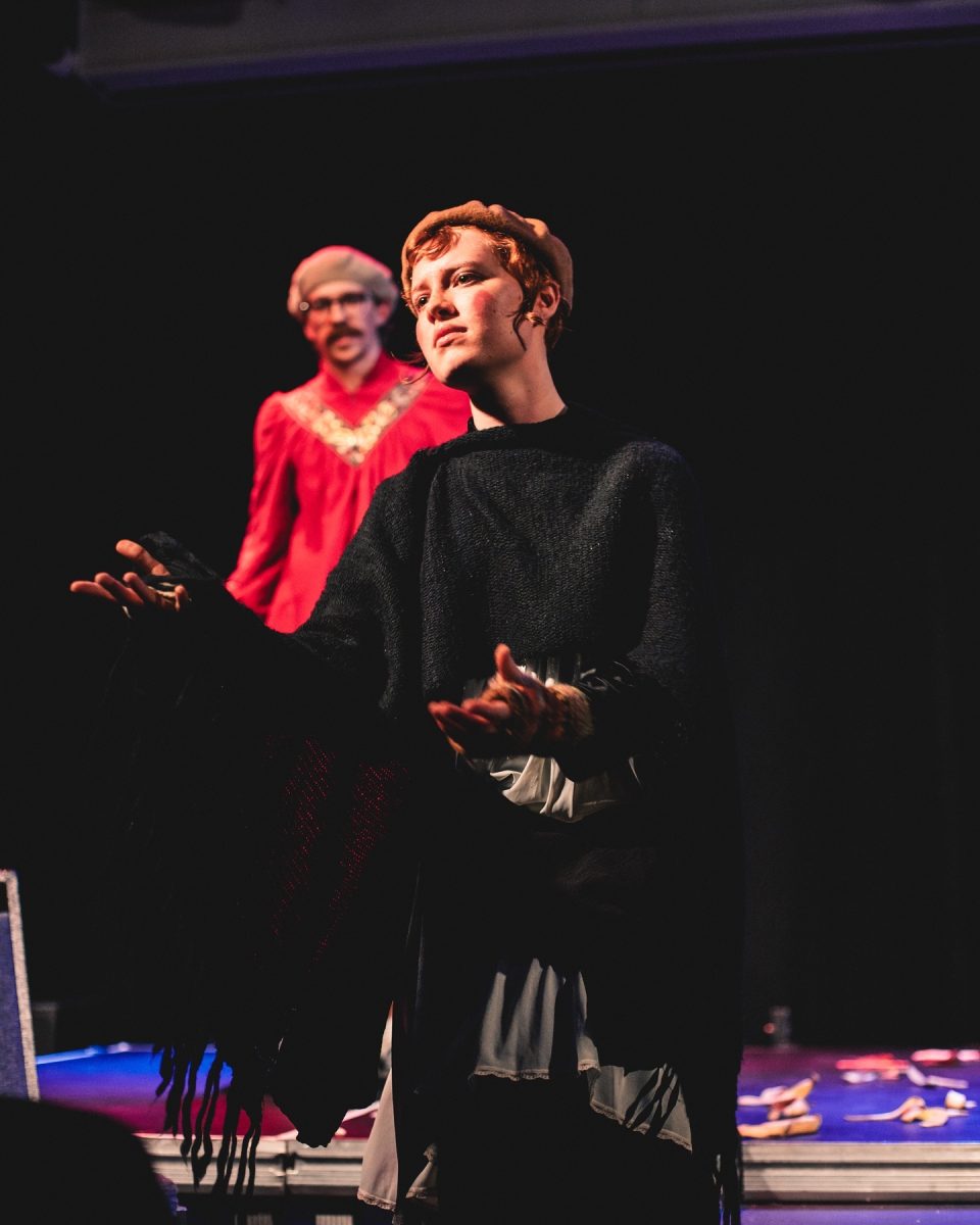 Grady graduate of 2020 Jill Calderon (right) performs “A Night of Drama,” in which a group of actors portrays clowns in an improvised performance. As a major in post-production  lm at University of Georgia, Calderon was featured in theater teacher Jake Dreiling’s podcast, “Theatrical Journey.”