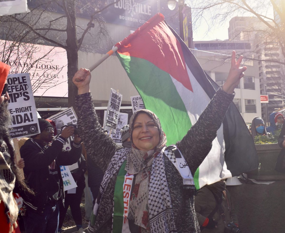 Jawahir Kamil attends the We Fight Back Rally in support of Palestine following the ceasefire between Hamas and Israel. After over 15 months of conflict, Israel and Hamas have reached a ceasefire agreement that began on Jan. 19, containing a plan for hostage release and humanitarian aid.