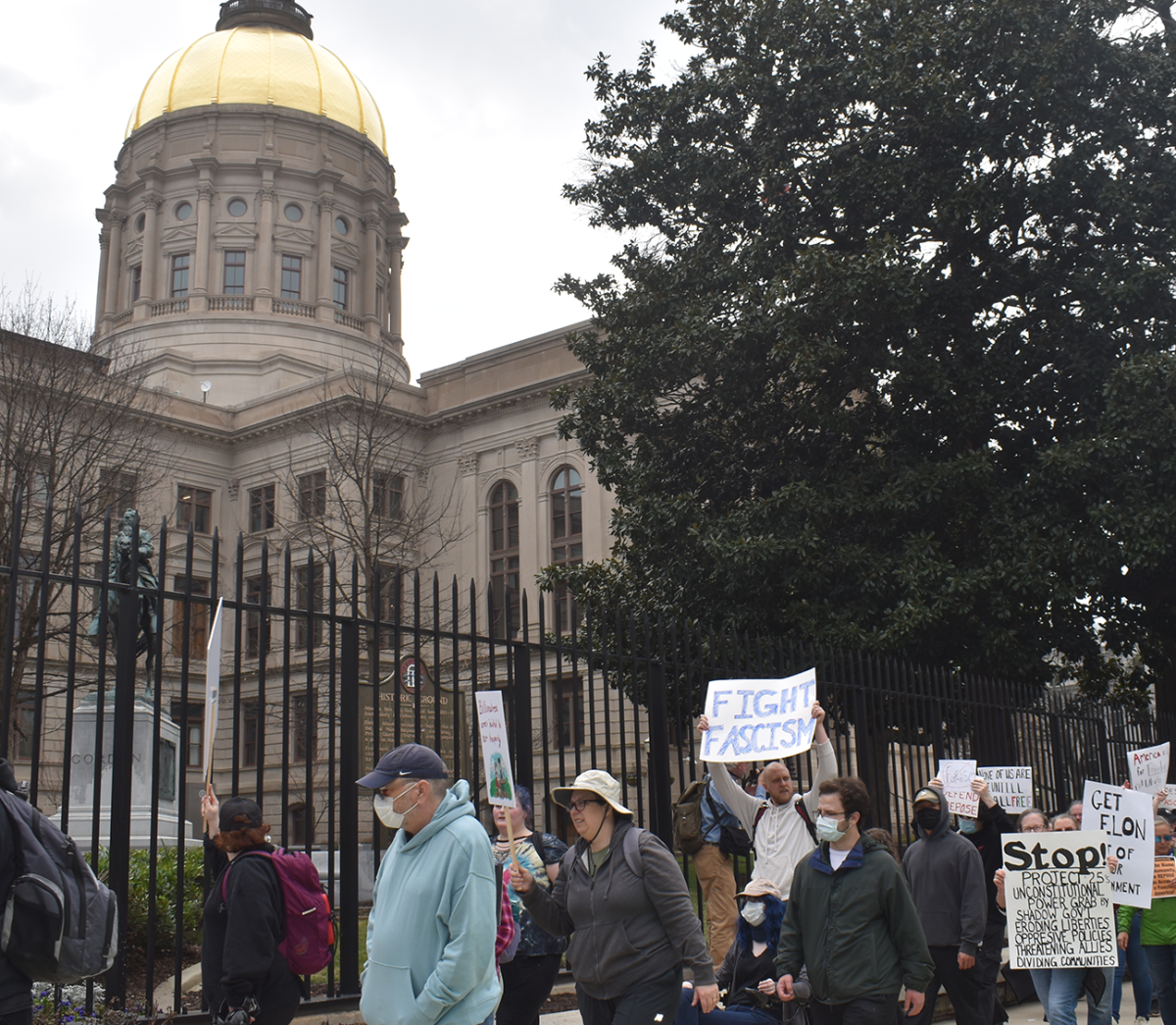 ORGANIZED DISSENT: On Feb. 5, 2025, protesters gathered at every capitol building in the country to express concern and frustrations with the Trump administration. 