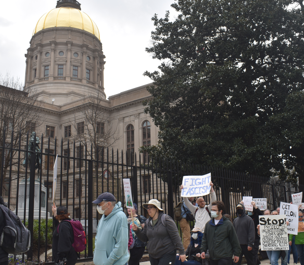 ORGANIZED DISSENT: On Feb. 5th, 2025 protesters gathered at every capitol building in the country to express concern and frustrations with the Trump administration. 