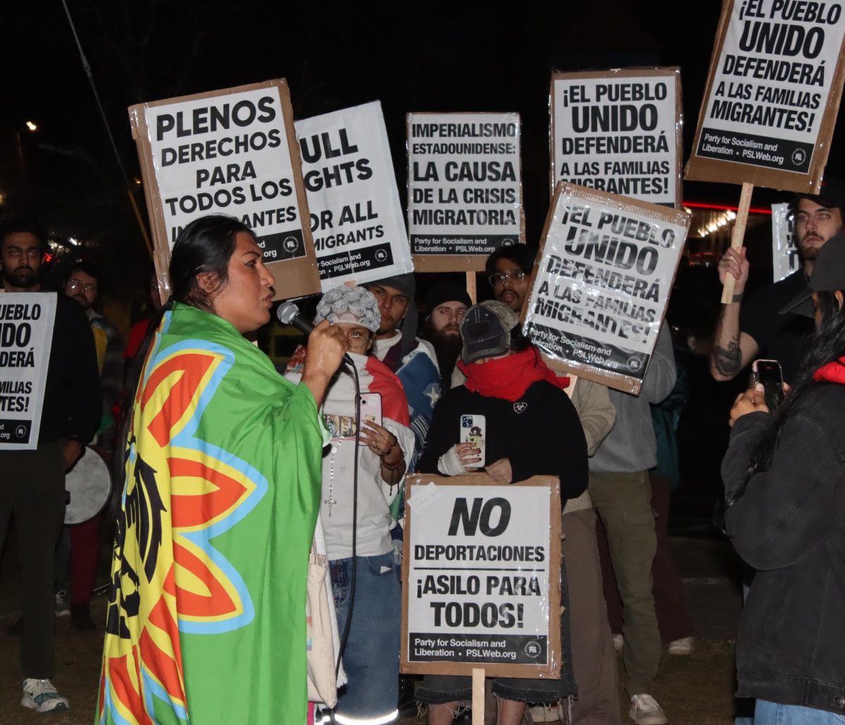 RIGHTS MATTER: Li Ann Sanchez spoke at the protest and said that deportations of immigrants need to stop. 

"This is a strip of the immigrants," Sanchez said. "This beautiful highway is three counties,  we are here because we want to say 'stop deportation.'"