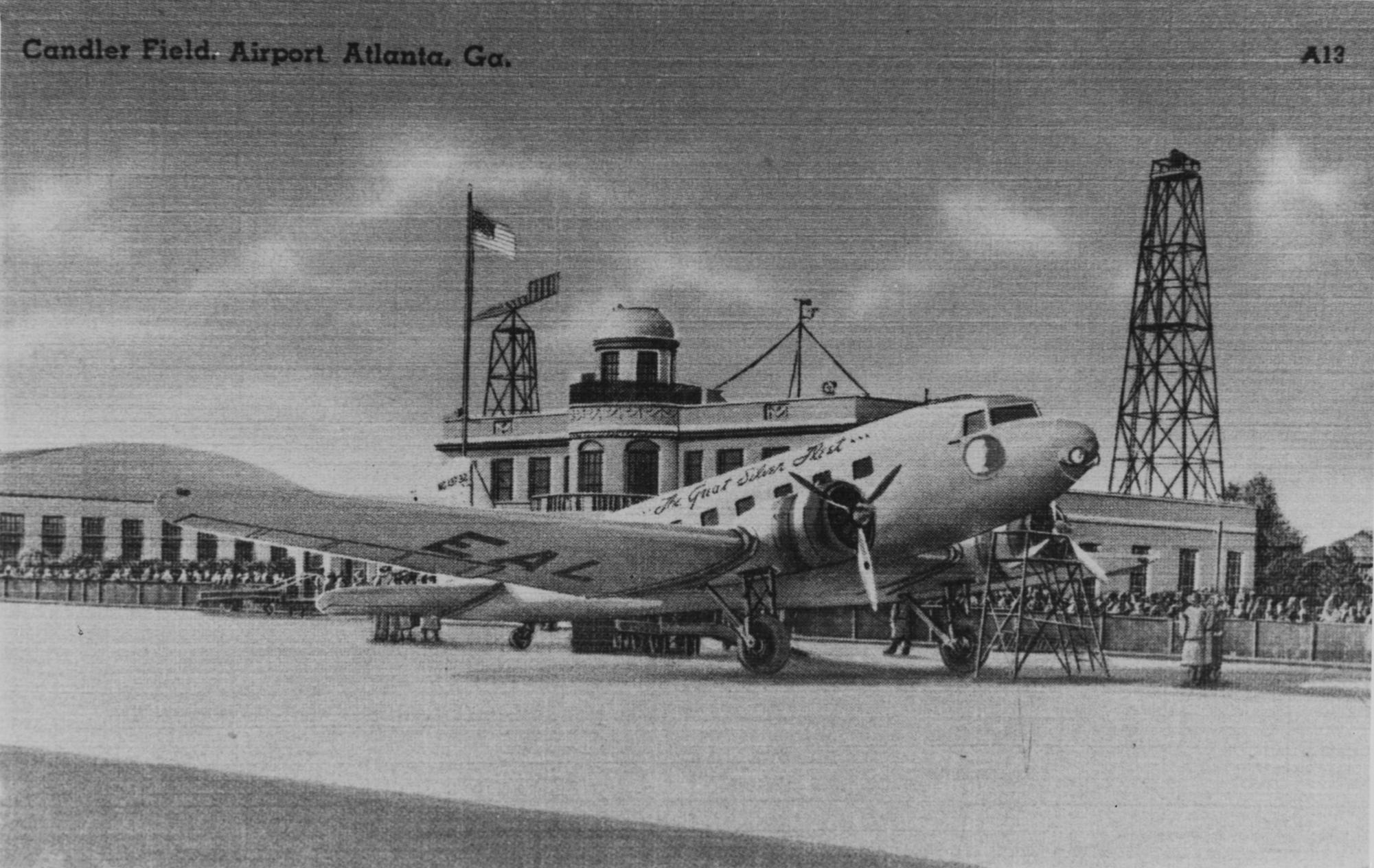 Postcard depicting view of Candler Field in Atlanta, Georgia, c. 1927