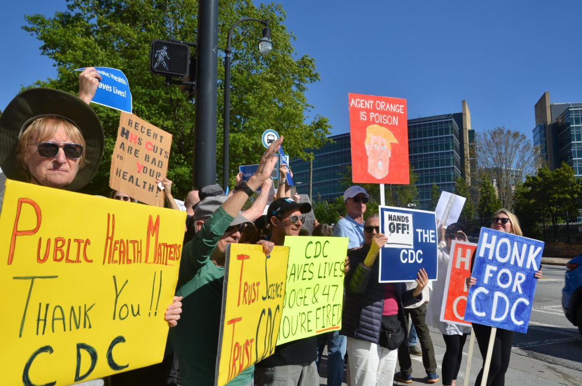 LAYOFF PROTESTS: Numerous retired CDC workers and other Atlanta community members have gathered outside the CDC headquarters for demonstrations to support workers affected by the 1,300 layoffs from DOGE.