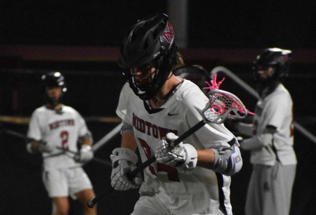 Senior Henry Rosenbaum warms up before the Knights' game on March 21 against fifth-ranked team in the state, Marist. The Knights lost the game 13-4.