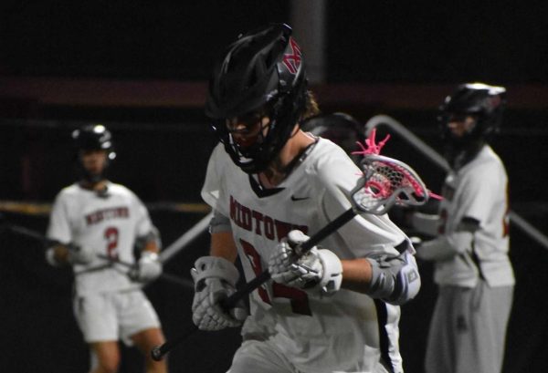 Senior Henry Rosenbaum warms up before the Knights' game on March 21 against fifth-ranked team in the state, Marist. The Knights lost the game 13-4.