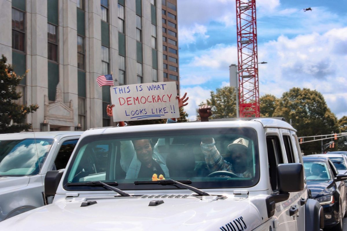 DRIVERS SUPPORT: Following the protest, the crowds left in large groups. Cars driving by honked in support. 