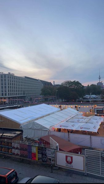NEW SIGHTS: Jayna sees a view of a local German market from her window.