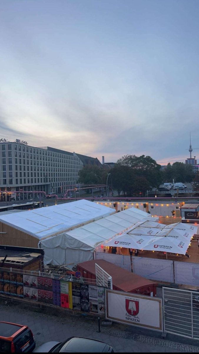 NEW SIGHTS: Jayna sees a view of a local German market from her window.
