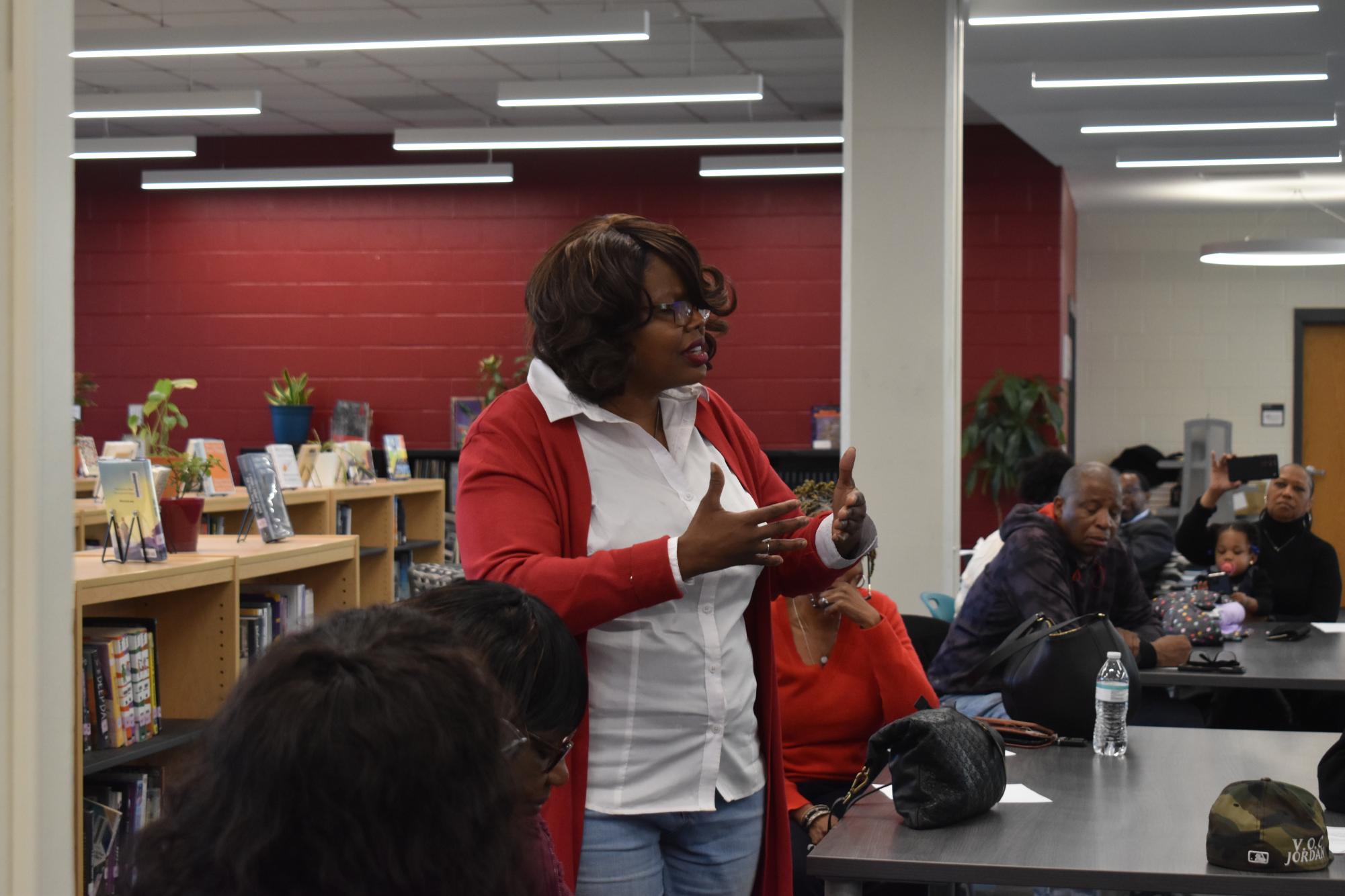 TESTIMONY TIME: Grady alumni Terry Smith attended the naming ceremony, and gave her personal testimony about how Dr. Thomas E. Adger impacted her life. She explained he encouraged her to apply for scholarships and was the main reason she went onto pursue journalism professionally.