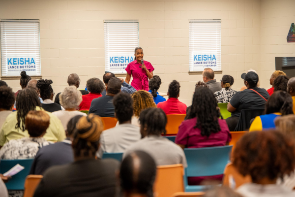 SPEECH TIME: Bottoms speaks to a full room at a campaign stop in Augusta during her Standing Up for Georgia Tour 