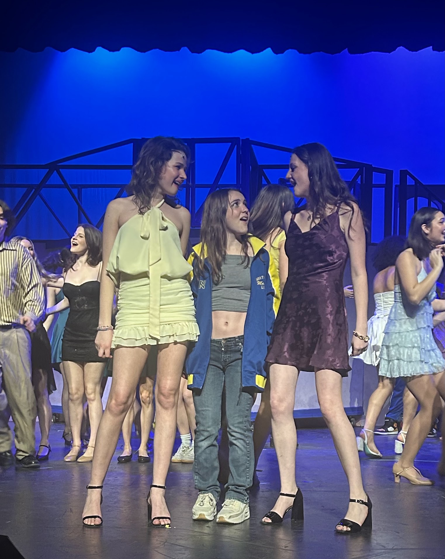 SENIORS IN THE SPOTLIGHT: Mean Girls stars Fairlie Mercer (staff member), Lizzie Lyman and Gianna Soave play Karen Smith, Cady Heron, and Gretchen Weiners. This show will be their final main stage performace.