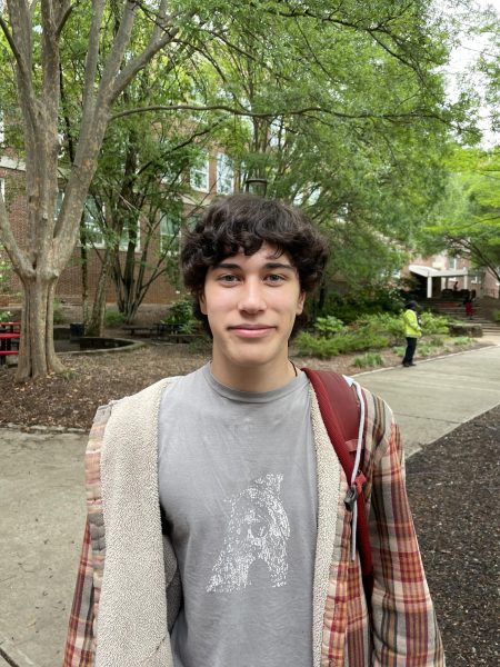 Geurtsen waits to leave school after AP World History exam.